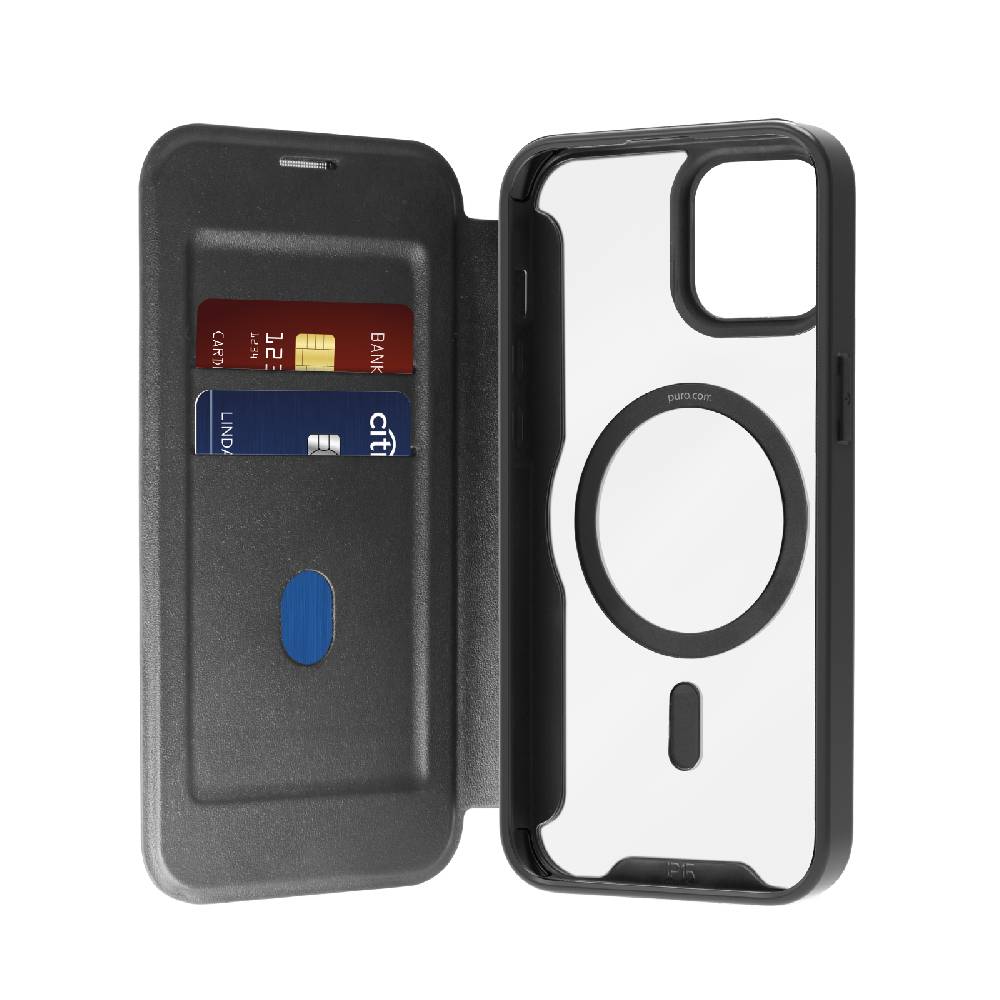 Puro Custodia Book Mag per iPhone 15 Plus Convenienza