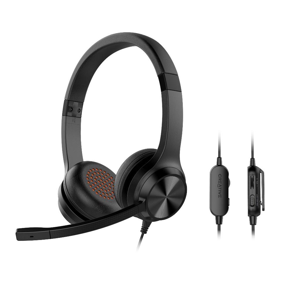 Creative Chat Cuffie on-ear stereo da 3 5mm con microfono a condensatore antirumore e telecomando a filo In Linea