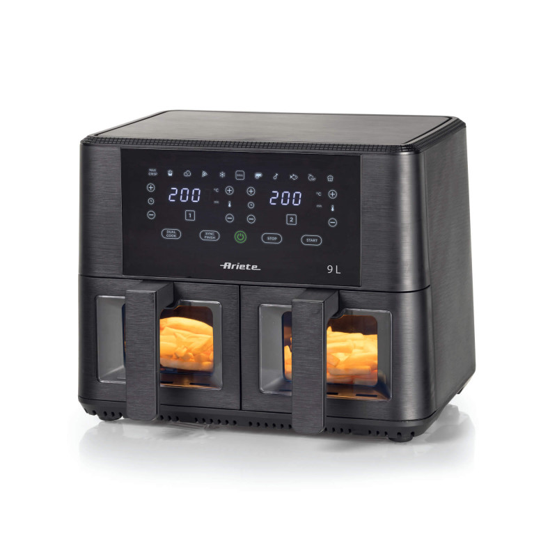 Ariete FRIGGITRICE AD ARIA 9L DOPPIO CESTELLO CON VETRO