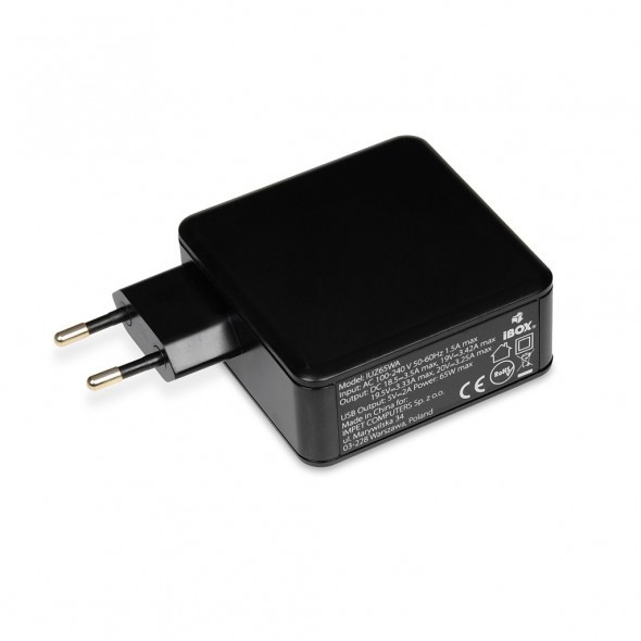 iBox IUZ65WA adattatore e invertitore Auto 65 W Nero Smaltimento dello stoccaggio