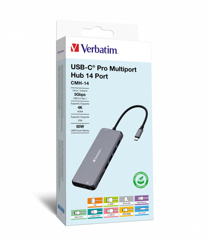 Verbatim CMH-14 USB tipo-C 5000 Mbit/s Argento Enormi risparmi