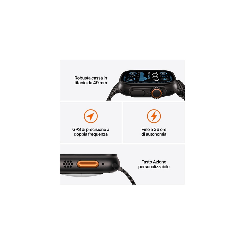 APPLE Apple Watch Ultra 2 GPS + Cellular 49mm Black Titanium Case with Black Trail Loop - M/L Offerta per la Festa della Mamma