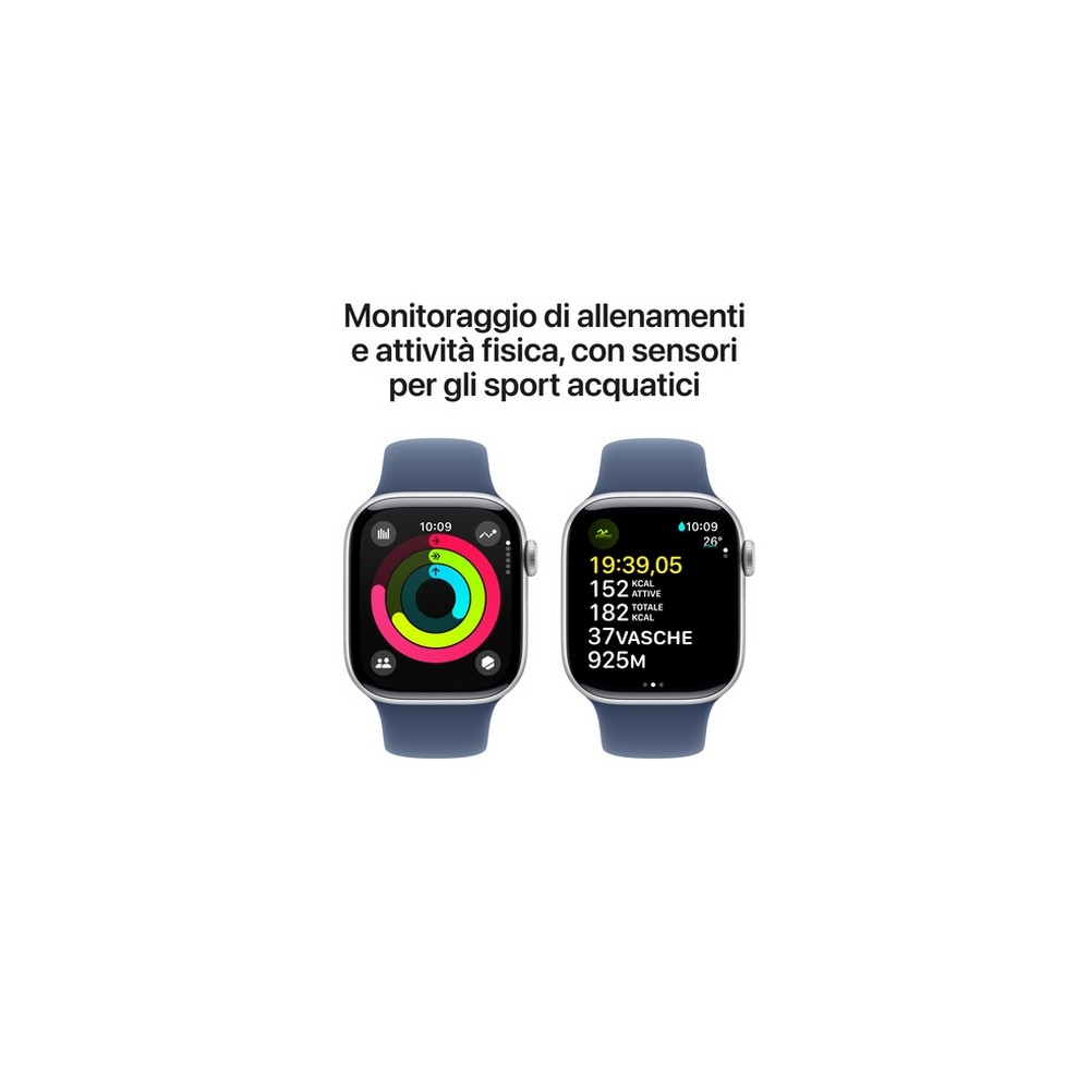 APPLE Apple Watch Series 10 GPS + Cellular 42mm Silver Aluminium Case with Denim Sport Band - M/L ACQUISTA ORA