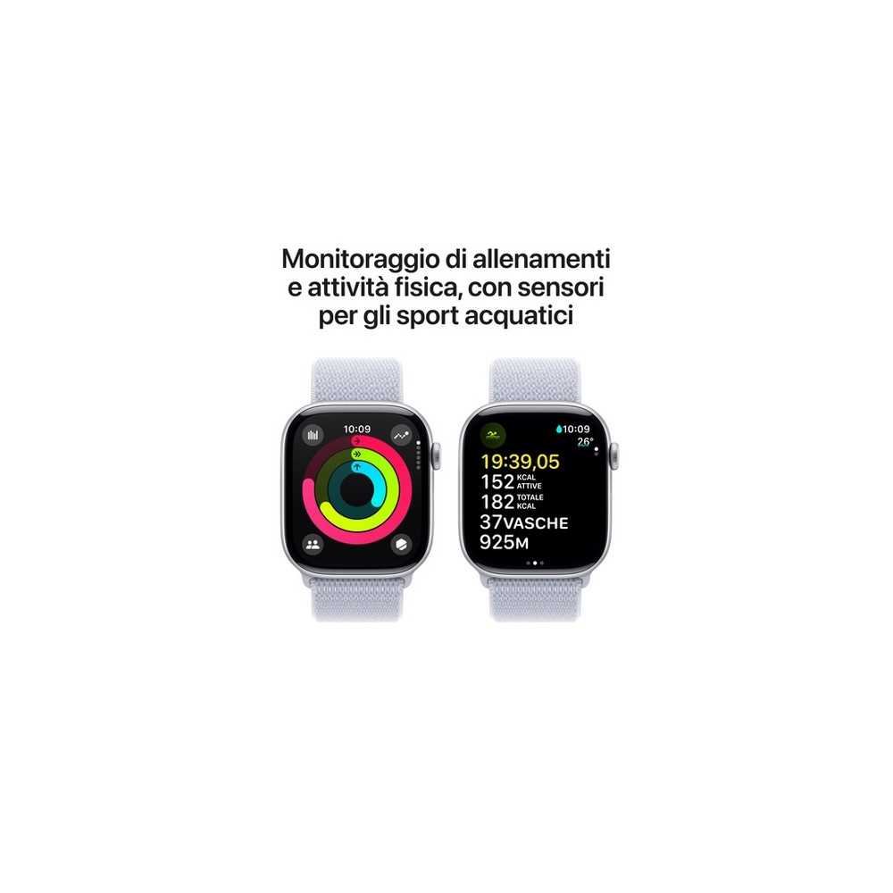 APPLE Apple Watch Series 10 GPS + Cellular 46mm Silver Aluminium Case with Blue Cloud Sport Loop Enormi sconti