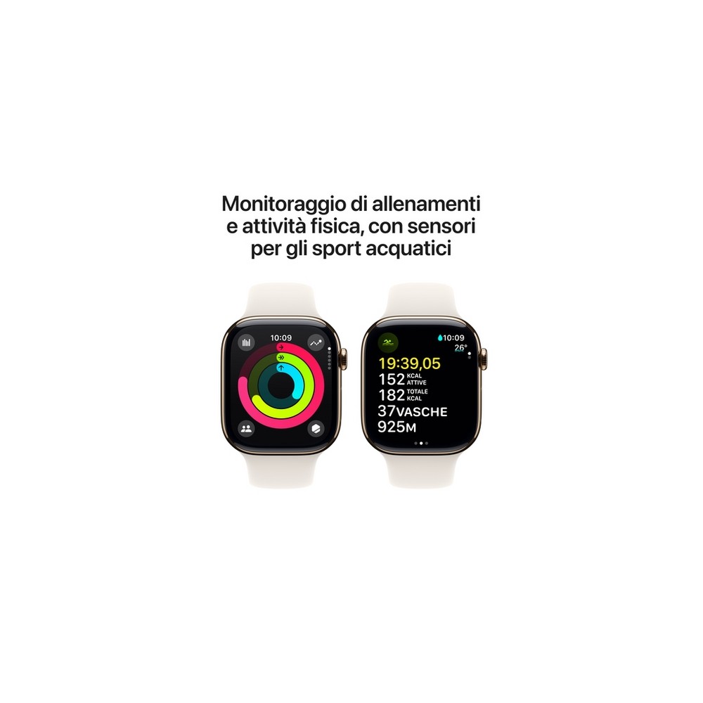 APPLE Apple Watch Series 10 GPS + Cellular 46mm Gold Titanium Case with Starlight Sport Band - M/L In Linea