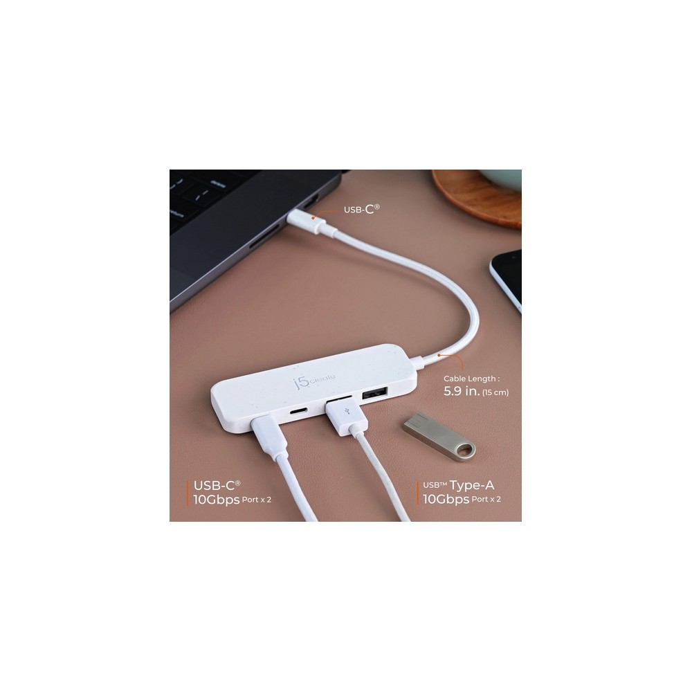 j5create Eco-Friendly USB-C to 4-Port Type-C & Type-A Gen 2 Hub Online Outlet
