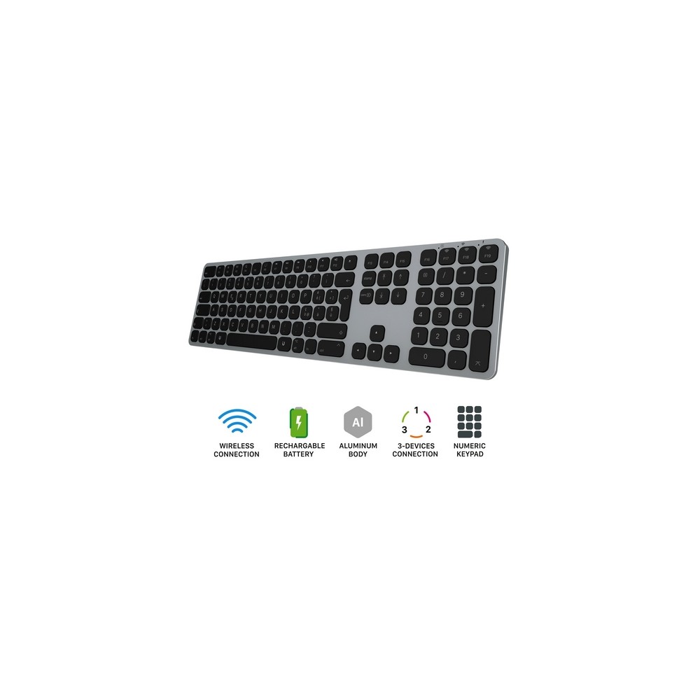 TUNIT Tastiera wireless in alluminio con tastierino numerico - Grigio Siderale ITA Nuovi prodotti