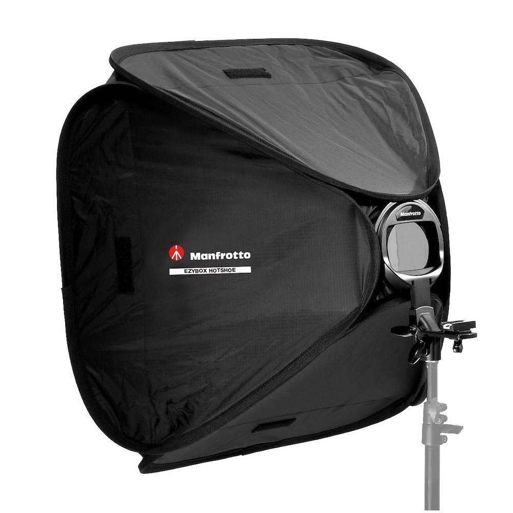 Manfrotto Softbox Ezybox Hotshoe 76cm x 76cm con supporto Saldi Di Fabbrica