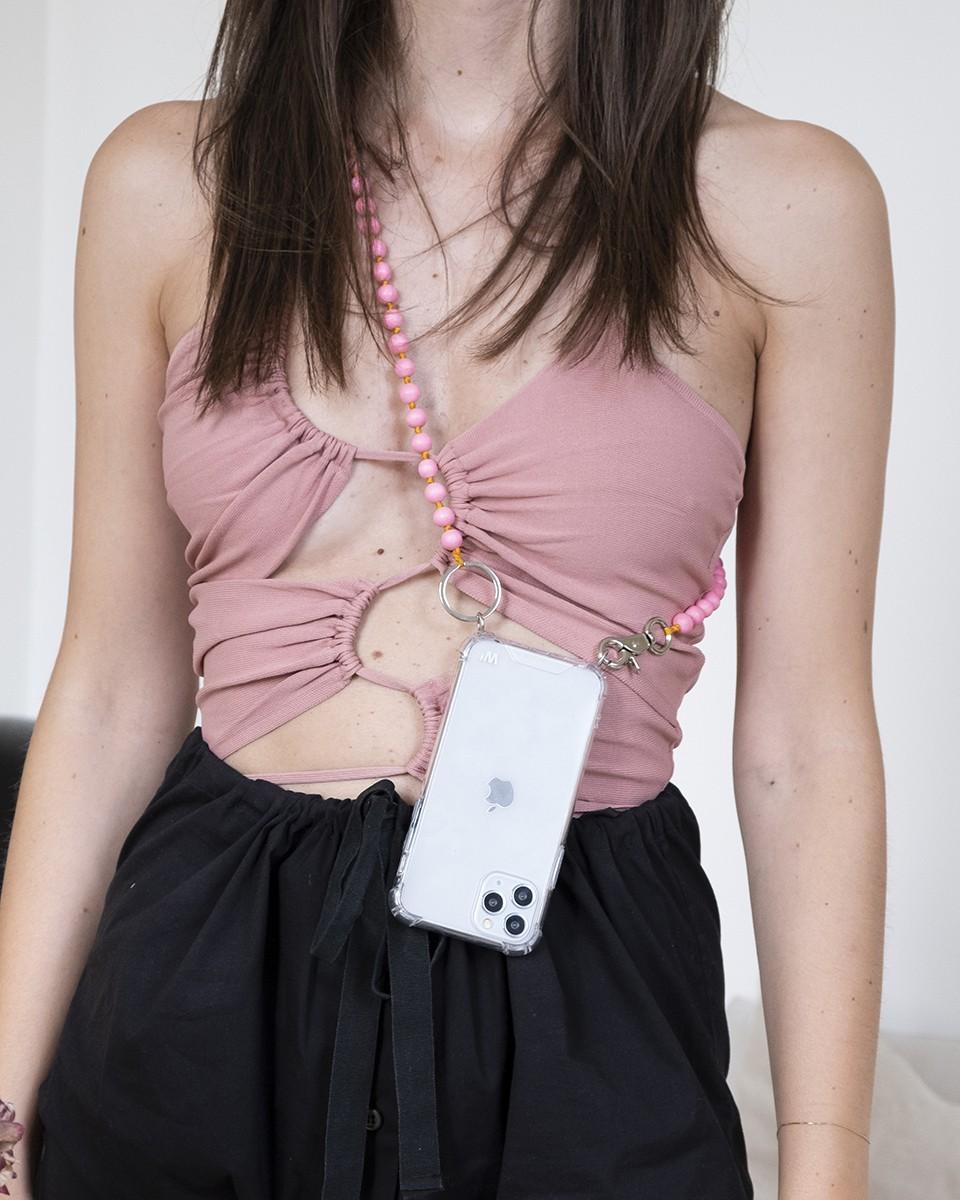 Wood'd Pearls Pink Necklace Vendita Economica